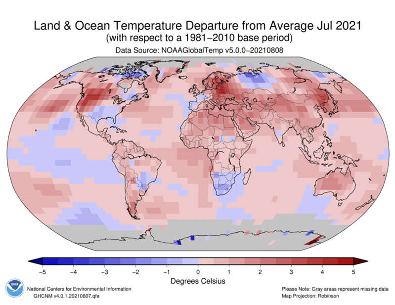 Julio, el mes más caluroso en 142 años, dice la NOAA