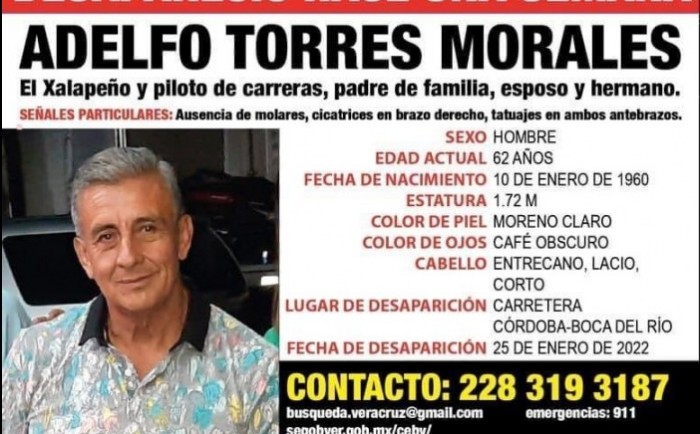 Piloto de carreras, Adelfo Torres, cumple un mes desaparecido, familia pide ayuda para localizarlo